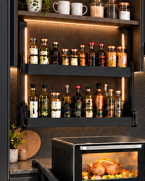 Nasconda shelf lowered from an upper cabinet above the worktop
